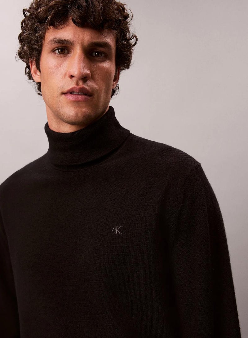 CALVIN KLEIN Merino Wool Turtle Neck Jumper - Image 1