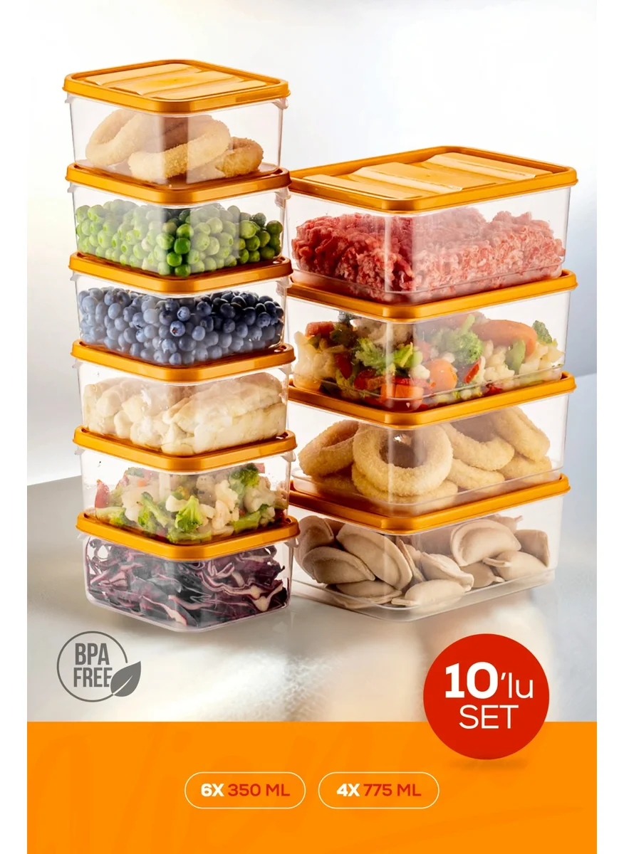 Vienev 10 LU Fridge Organizer Microwaveable Freezer Storage Container Orange