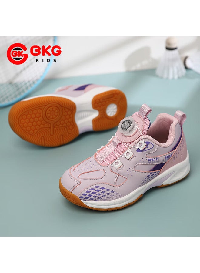Bkg Kids Badminton Shoes Non-slip Sports Student Wear-resistant K Button Zyx25508 Pink Size 35 - Image 1