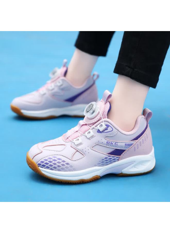 Bkg Kids Badminton Shoes Non-slip Sports Student Wear-resistant K Button Zyx25508 Pink Size 35 - Image 3