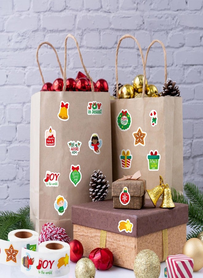 Haooryx 1000pcs Religious Christmas Sticker Rolls, 16 Designs Cartoon Christmas Theme Candy Canes Sticker Decals Cute Educational Christian Sticker for Kids Sunday School VBS Supplies - Image 4