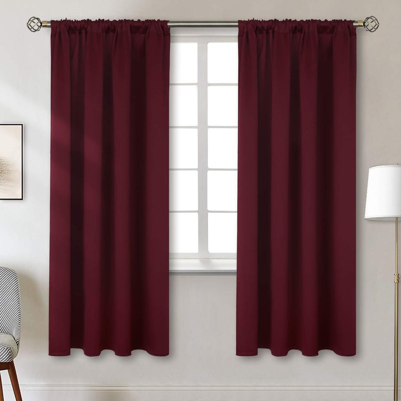 BGment Burgundy Curtains 72 Inch Length 2 Panels Room Darkening  Thermal Insulated Rod Pocket Blackout Curtain Drapes for Bedroom Living Room Office 52 x 72 Inch