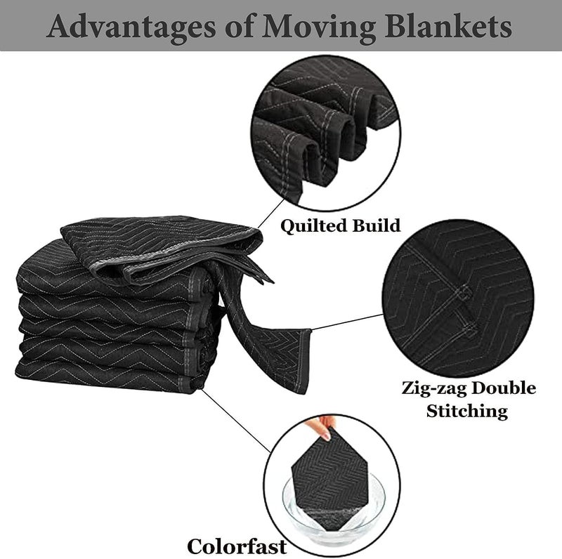 BEIBOON Moving Blanket Heavy Duty 40x 72" Moving Pads for Furniture Protection Quilted Packing Shipping Blankets Moving Supplies - Image 3