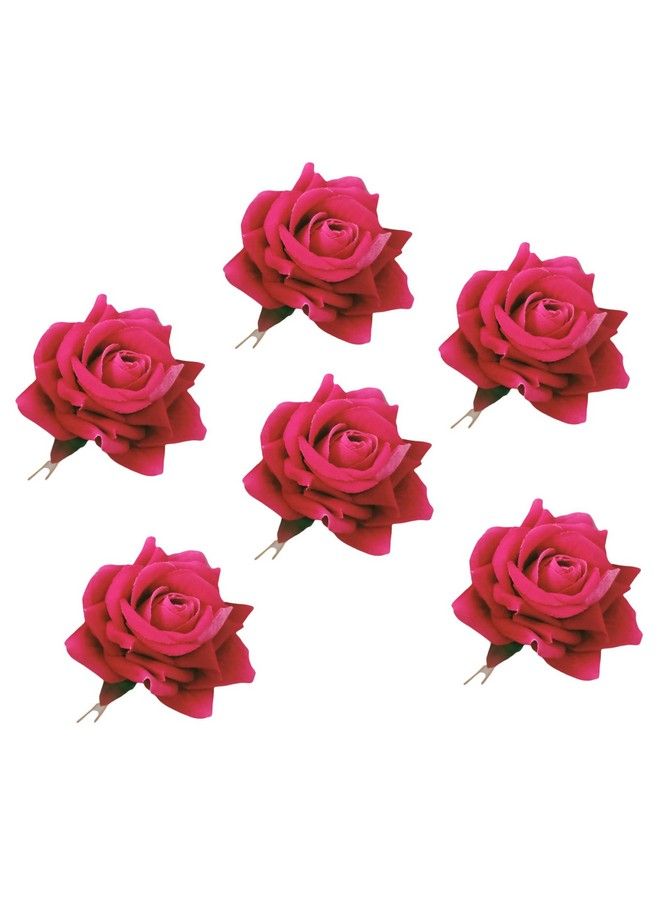 LYF5STAR Dark Pink Rose Tiktok Hairpin Pack Of 6 Suitable For Indian Wedding Stylish Women Hairstyle Hair Accessories For Girls And Women Pack Of 6 Dark Pink Color - Image 1