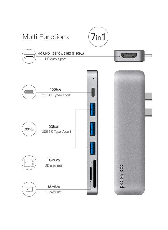 NIBEMINENT 7-In-1 Multiport Hub Grey - Image 2
