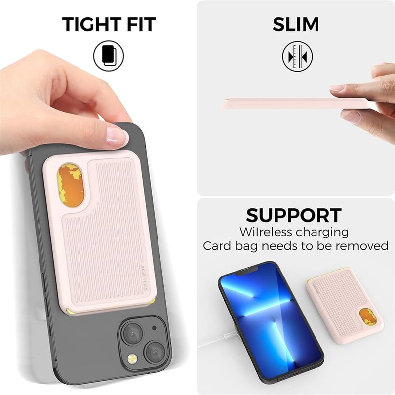 AHAStyle Magnetic Credit Card Slot Wallet Pocket Phone Back Card Holder, Pink - Image 4