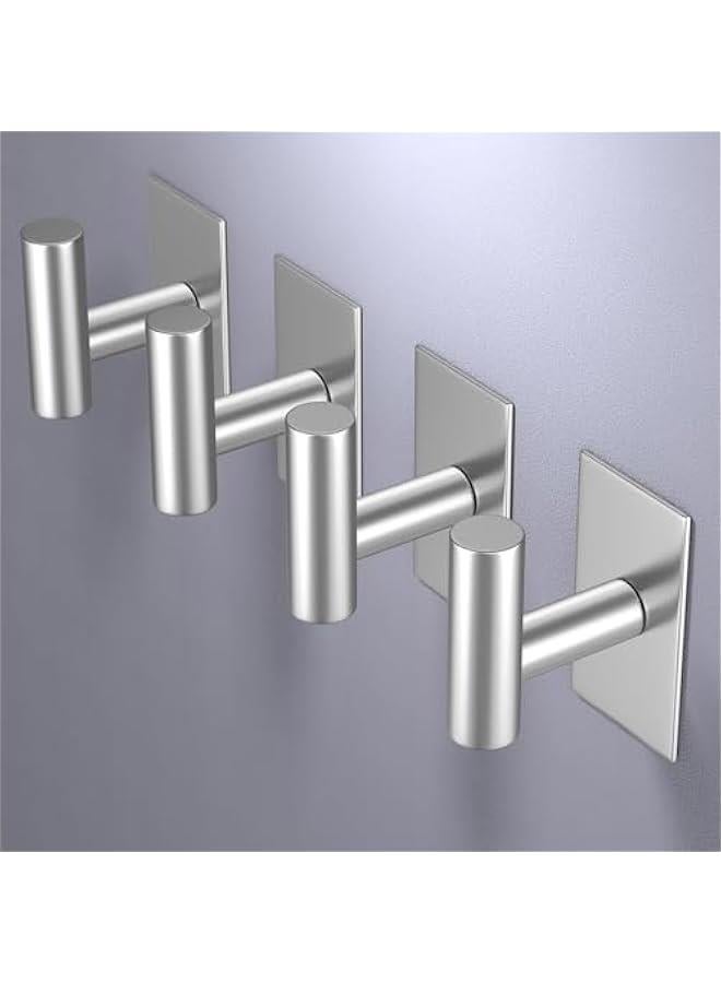 Arabest Wall Towel Hooks, Heavy Duty Sticky Holder Waterproof Towel Hooks for Hanging Coat, Clothes, Closet Hook Wall Mount for Kitchen (Silver, 2 Pack) - Image 3