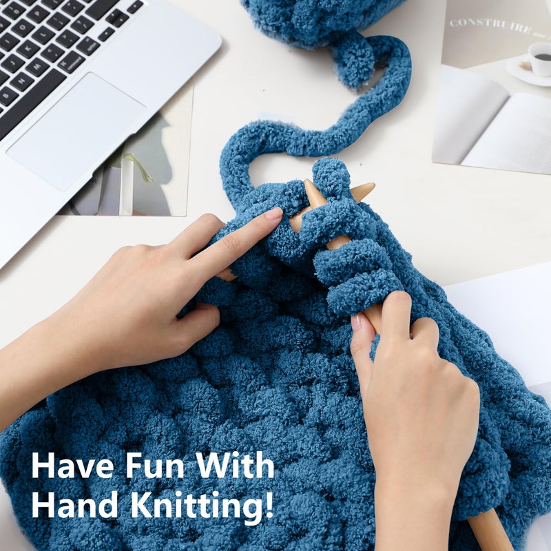 Cozyful Chunky Yarn for Hand Knitting - #10 Chunky Chenille Yarn, Jumbo Big Thick Chunky Yarns for Crocheting, Super Bulky Chunky Knit Blanket Yarns, 8 Skein (25 yds 8 oz Each Skein), Indigo - Image 5