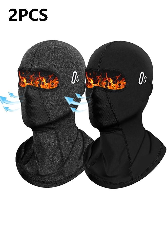 قناع وجه كامل مقاوم للرياح مكون من قطعتين، قناع تزلج بالاكلافا للرجال والنساء، قناع وجه شتوي من الصوف للطقس البارد والتزلج على الجليد وركوب الدراجات النارية والعمل في الهواء الطلق - Image 1