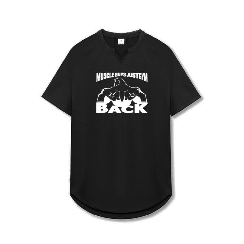 Muscle ape GYM Men's Fitness short sleeve summer small V-neck quick-drying T-shirt breathable milk silk sports top - Image 1
