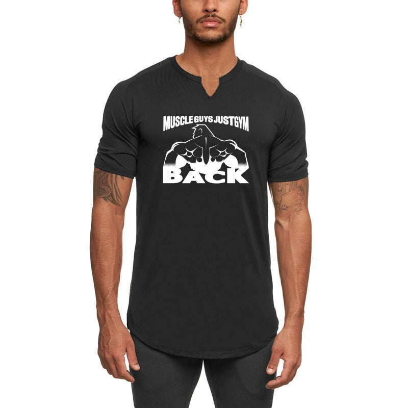 Muscle ape GYM Men's Fitness short sleeve summer small V-neck quick-drying T-shirt breathable milk silk sports top - Image 2