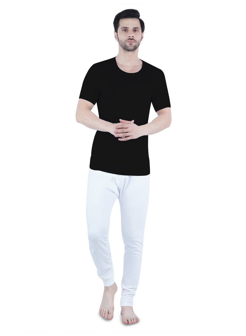 WHITE LEAF Men's Round Neck Undershirt Vest Half Sleeve 3PCS Pack – 100% Combed Cotton Breathable Innerwear, BK/GYM/NV - Image 3