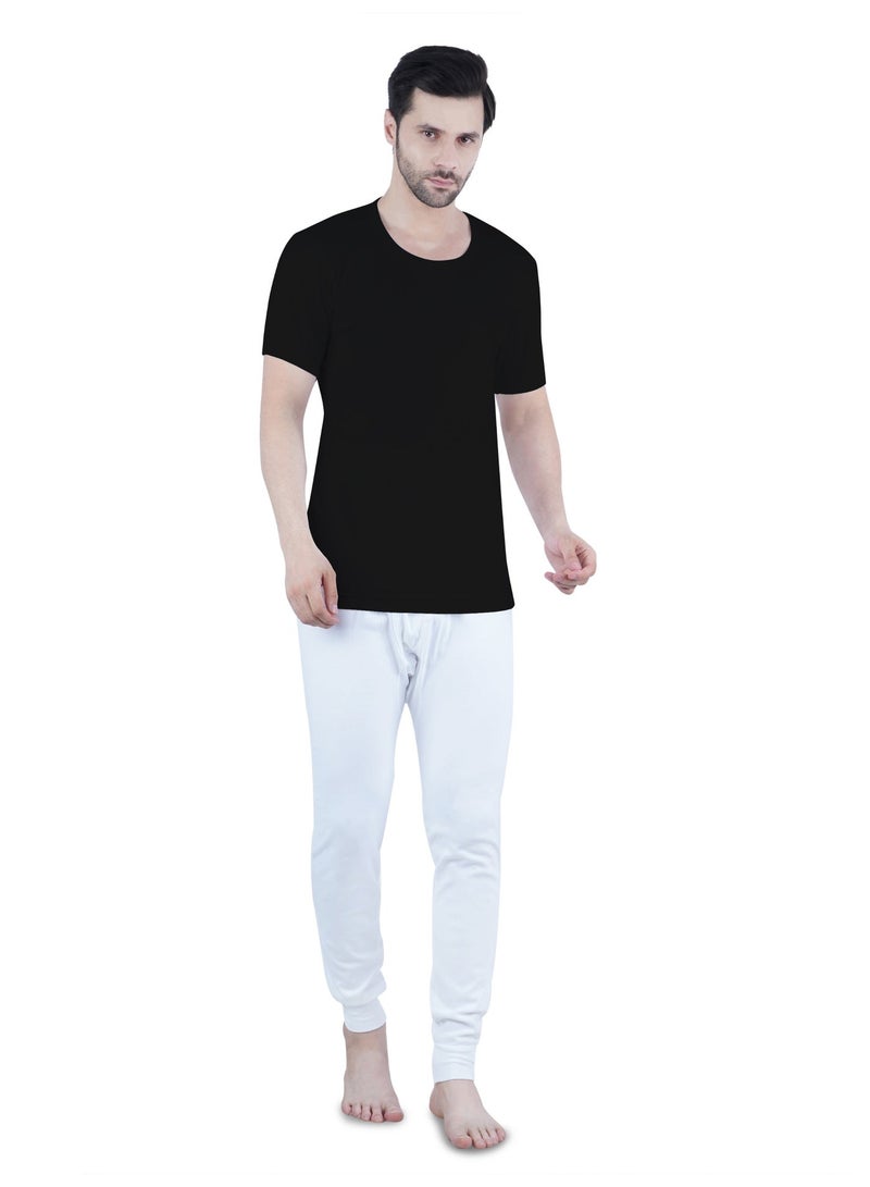WHITE LEAF Men's Round Neck Undershirt Vest Half Sleeve 3PCS Pack – 100% Combed Cotton Breathable Innerwear, BK/GYM/NV - Image 2