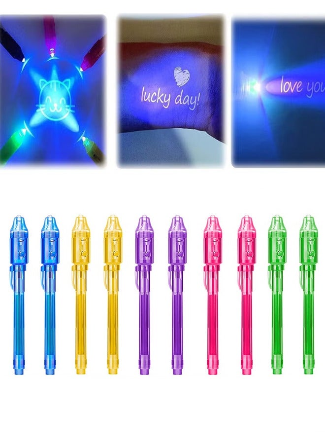 Invisible Ink Magic Pen 10 Pack with UV Light, Environmentally Friendly and Non Toxic Ink UV Light Secret Message Marker Ink Pen - Image 1