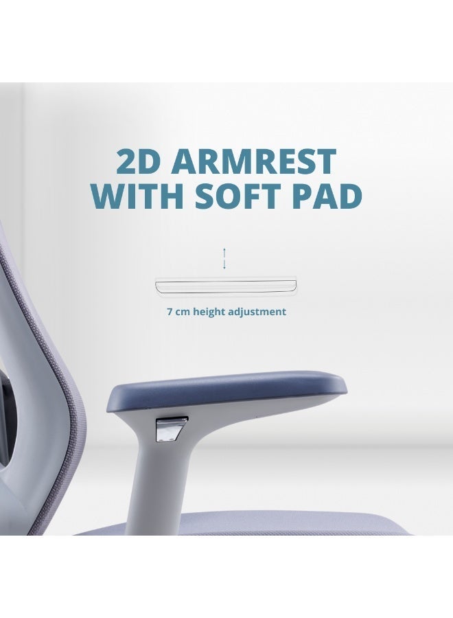 Sky Land Skyland Massage Office Chair with Wireless Heated Lumbar Massager, High-Back Mesh Ergonomic Desk Chair, Adjustable Headrest & 2D Armrests (Grey) - Image 5