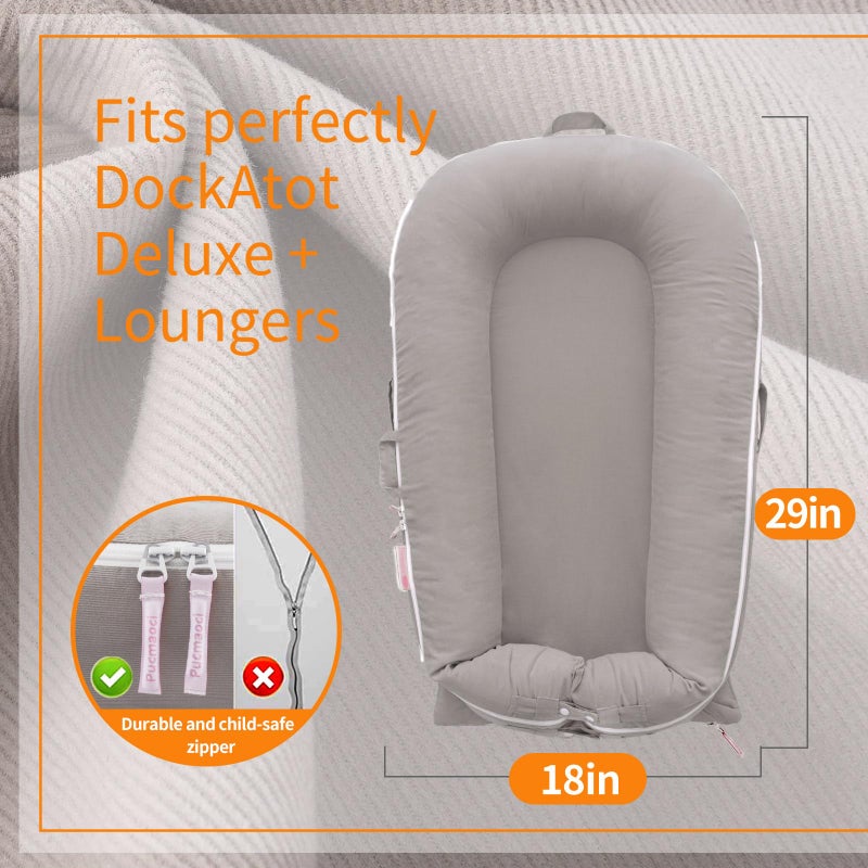 Pucmaoci Corduroy Baby Lounger Cover for Dockatot Deluxe + | 100% Cotton Hypoallergenic Newborn Premium Quality Spare Cover(Cover Only) (Grey) - Image 5