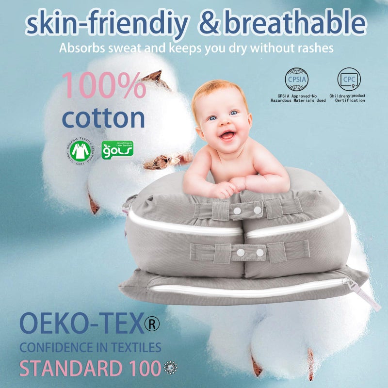 Pucmaoci Corduroy Baby Lounger Cover for Dockatot Deluxe + | 100% Cotton Hypoallergenic Newborn Premium Quality Spare Cover(Cover Only) (Grey) - Image 2