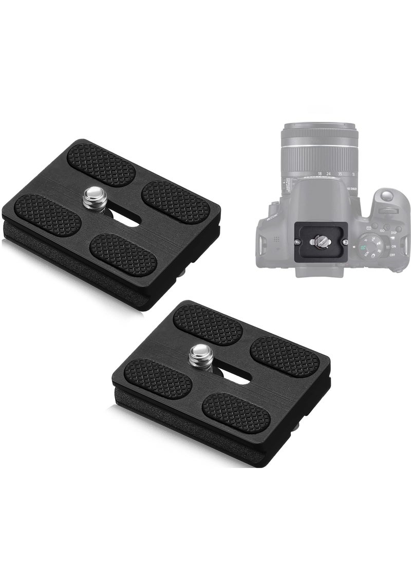 2Pcs PU50 Metal Universal Quick Release Plate with 1/4" Screw - Compatible Tripod Mount for DSLR Cameras and Ball Heads (Black) - Image 1