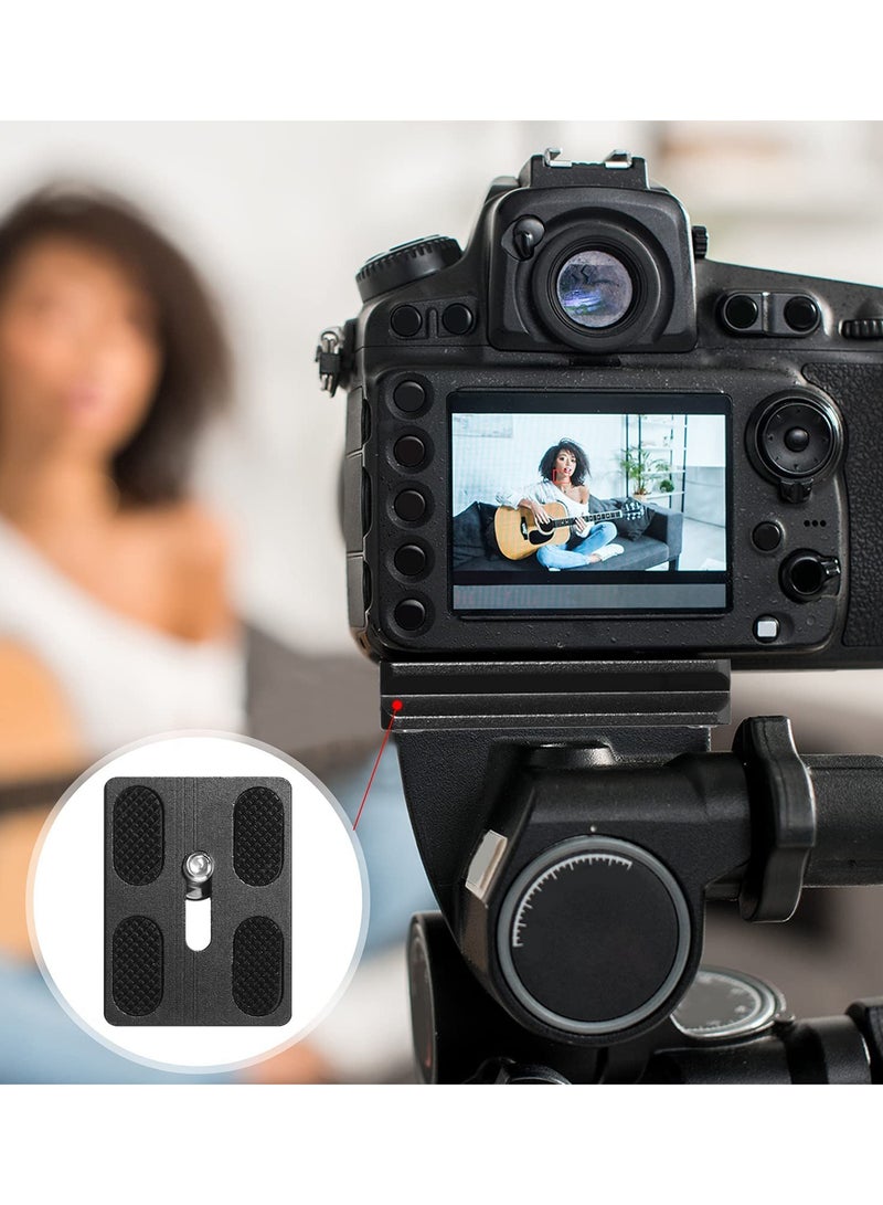 2Pcs PU50 Metal Universal Quick Release Plate with 1/4" Screw - Compatible Tripod Mount for DSLR Cameras and Ball Heads (Black) - Image 2