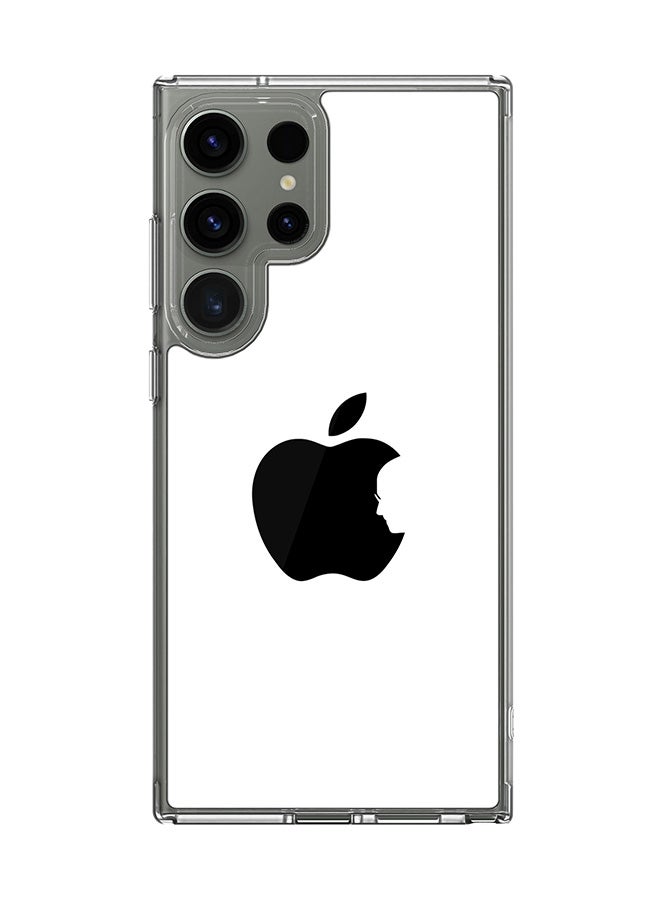 Stylizedd Classic Clear Case for Samsung Galaxy S24 Ultra , Hybrid Soft Case Flexible Edges Anti Drop TPU PC Gel Thin Transparent Cover - Steve's Apple - White - Image 1