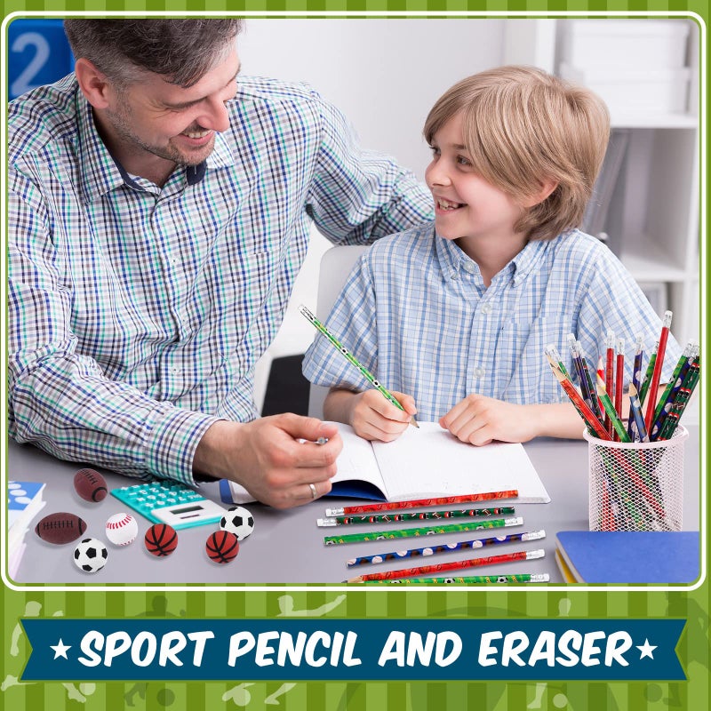 TaoBary 32 Pcs Sport Pencils for Kids Soccer Baseball Football Basketball Wooden Pencils with Ball Eraser for School Stationery Party Reward Students Teachers Office Supplies(Multi Balls) - Image 5