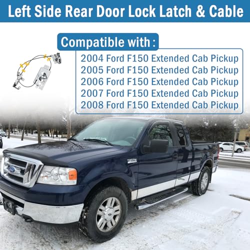 Qagea Rear Door Lock Latch & Cable - Left Driver Side - Replacement for 2004-2008 Ford F150 Extended Cab Pickup, Upper and Lower Locking Latches Assembly Replaces# 8L3Z-18264A01-B 6l3Z-18264A01-B… - Image 2
