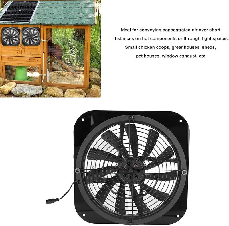 Kanasi 9 8inch Solar Powered Exhaust Fan High Pressure Ventilation For Chicken Coops Greenhouses - Image 5