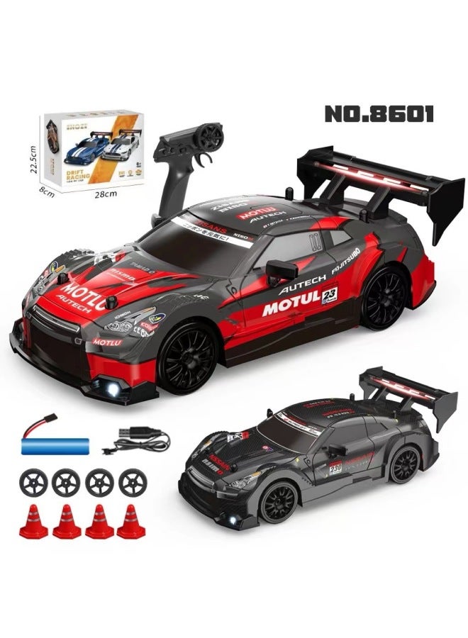 Half-scale Remote Control Drift Car Four-wheel Drive High-speed Car 2.4g Children's Toy Lights GTR Competitive Remote Control Car-Color:1:24 Red Gtr Stepless Speed Change-Scale:1 Battery - Image 1