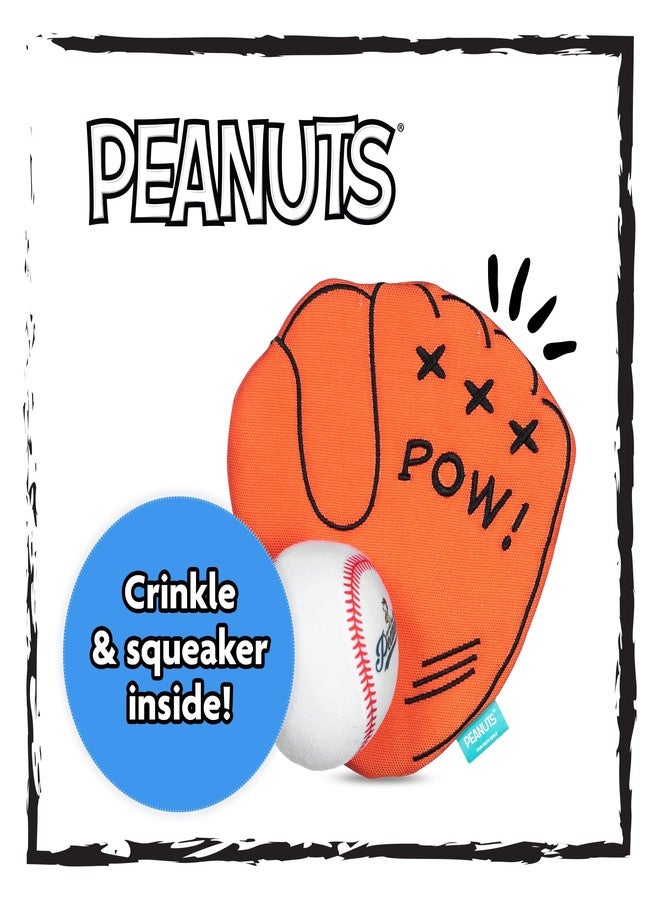 Peanuts for Pets 2-Piece Interactive Dog Toy Set - Durable Canvas Baseball Glove and Ball Toy for Large, Medium, Small Dogs - Fun Fetching and Chew Toys with Crinkle Sound, 7 Inch - Image 2