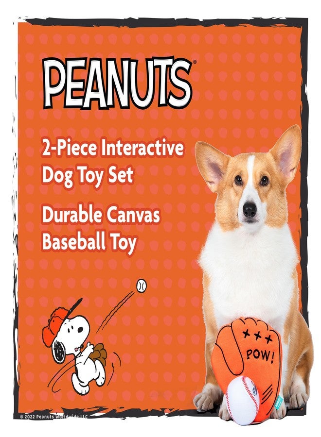 Peanuts for Pets 2-Piece Interactive Dog Toy Set - Durable Canvas Baseball Glove and Ball Toy for Large, Medium, Small Dogs - Fun Fetching and Chew Toys with Crinkle Sound, 7 Inch - Image 3