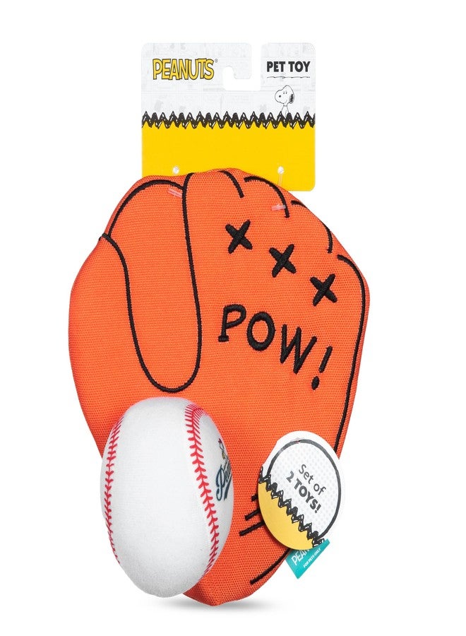 Peanuts for Pets 2-Piece Interactive Dog Toy Set - Durable Canvas Baseball Glove and Ball Toy for Large, Medium, Small Dogs - Fun Fetching and Chew Toys with Crinkle Sound, 7 Inch - Image 1