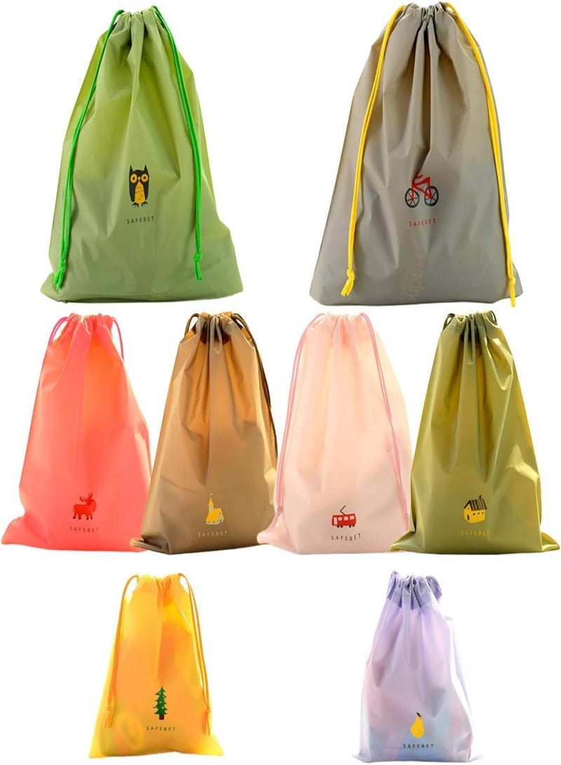 PAPERSAY 8Pcs Waterproof Drawstring Bags, PE Bags Drawstring Colorful Travel Organize Pouch for Wet Cloth, Toiletries, Cosmetic, 8 Patterns 3 Sizes Storage Bag for Swimming, Gym, Beach.  - Image 1