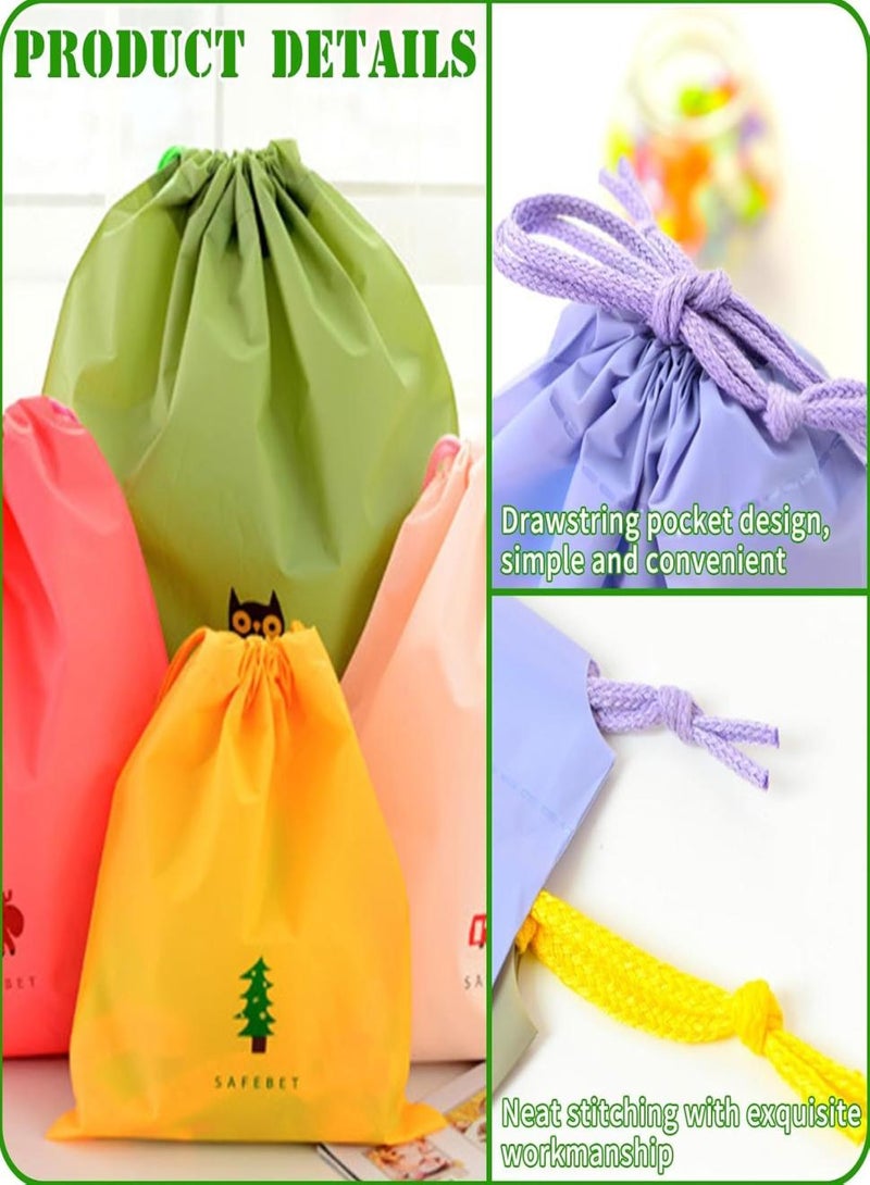 PAPERSAY 8Pcs Waterproof Drawstring Bags, PE Bags Drawstring Colorful Travel Organize Pouch for Wet Cloth, Toiletries, Cosmetic, 8 Patterns 3 Sizes Storage Bag for Swimming, Gym, Beach.  - Image 4