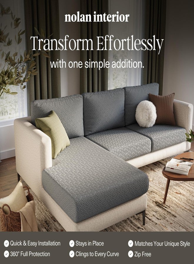 Nolan Interior Magic Sofa Cover - Classic Jacquard Chaise Couch Cover - Pet Proof, Easy Install, Stretchy Slipcover - Large, Jade White - Image 5