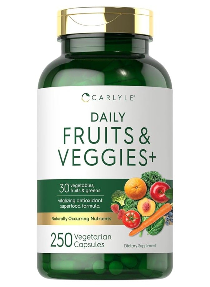 Carlyle كبسولات كارلايل اليومية للفواكه والخضروات، 250 كبسولة نباتية - Image 1
