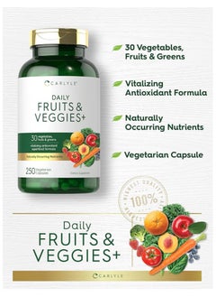 CARLYLE Carlyle Daily Fruits and Veggies,  250 Vegetarian Capsules  - Image 3