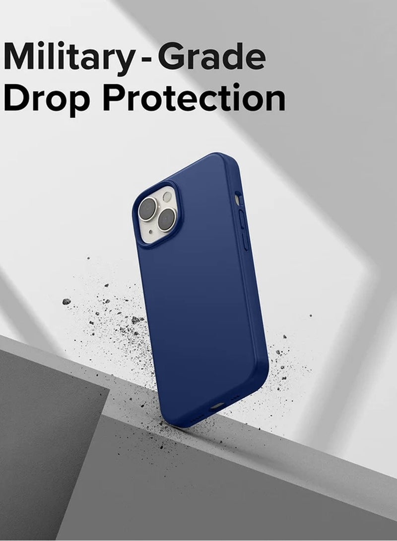 Techie Soft Smooth Silicone Back Cover Case with Built-in Magnetic, inner side Microfiber Lining for Apple iPhone 15 Plus  – Navy Blue - Image 3