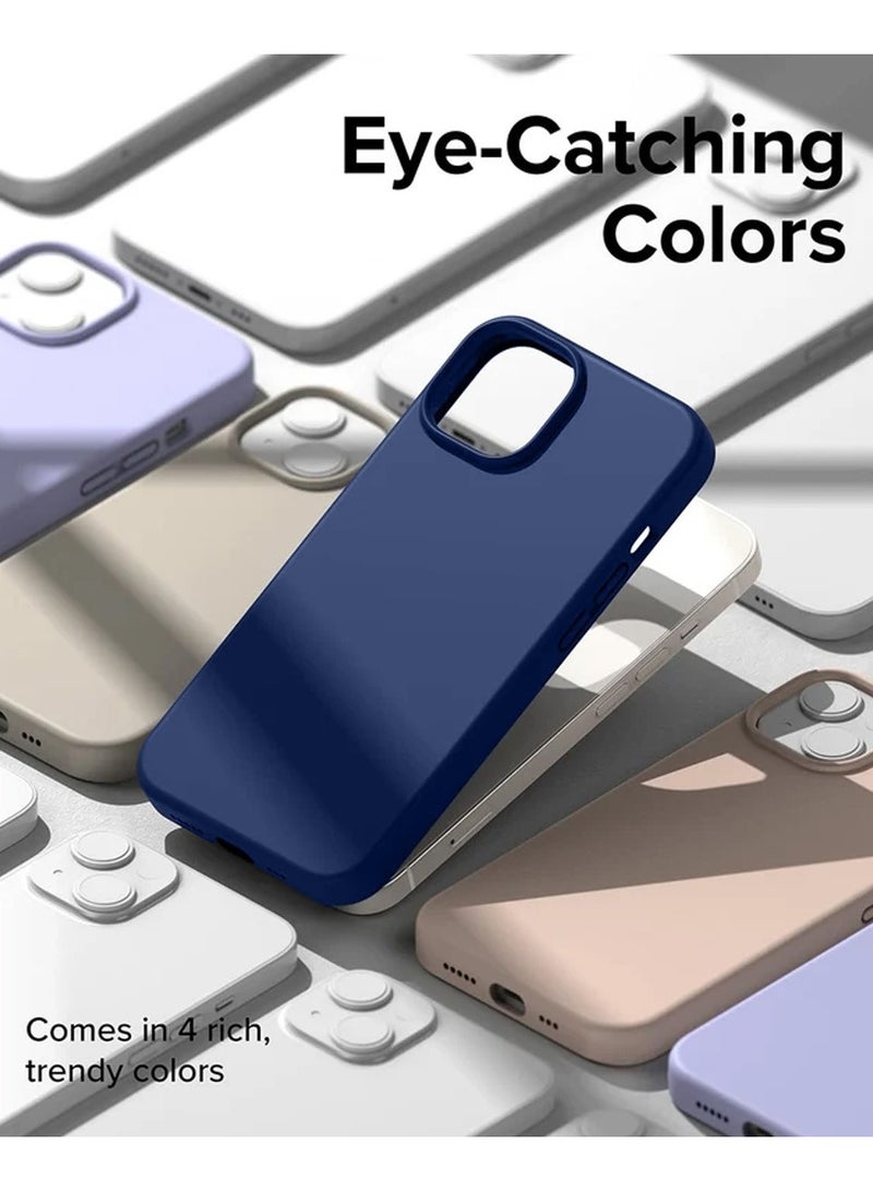 Techie Soft Smooth Silicone Back Cover Case with Built-in Magnetic, inner side Microfiber Lining for Apple iPhone 15 Plus  – Navy Blue - Image 5