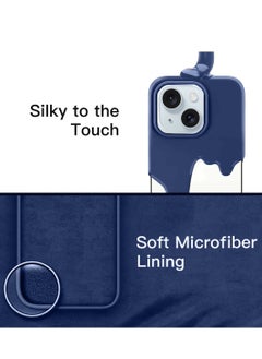Techie Soft Smooth Silicone Back Cover Case with Built-in Magnetic, inner side Microfiber Lining for Apple iPhone 15 Plus  – Navy Blue  - Image 4