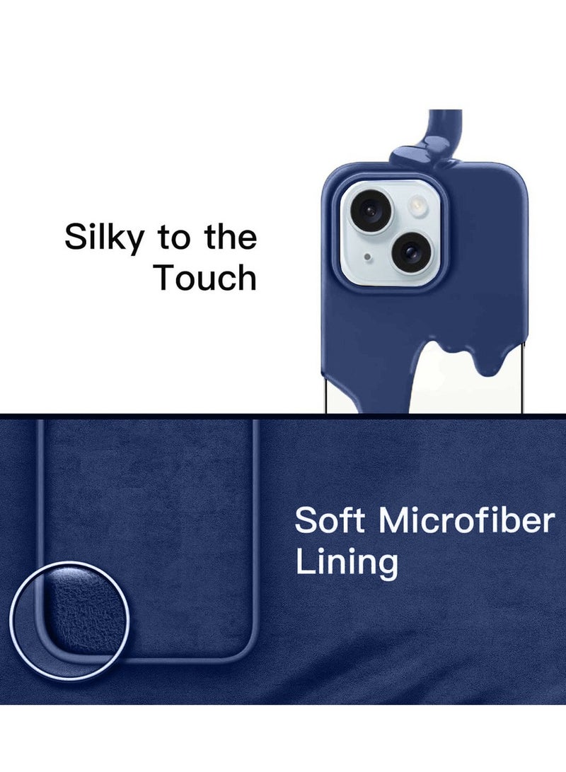 Techie Soft Smooth Silicone Back Cover Case with Built-in Magnetic, inner side Microfiber Lining for Apple iPhone 15 Plus  – Navy Blue - Image 4