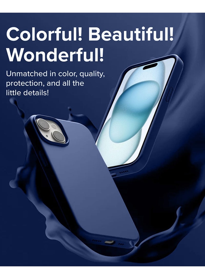 Techie Soft Smooth Silicone Back Cover Case with Built-in Magnetic, inner side Microfiber Lining for Apple iPhone 15 Plus  – Navy Blue - Image 2