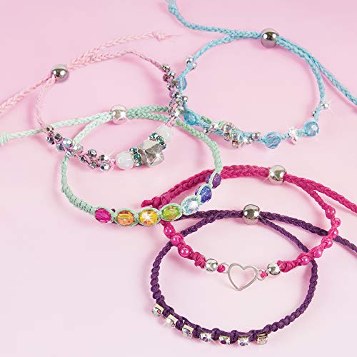 Make It Real Rainbow Bling Bracelets Kit|Create 5 Unique Cord Charm Bracelets|82 Pieces, Includes Play Tray, All-in-One, DIY Bracelet Kit, Tweens & Girls|Arts & Crafts|Kids Ages 8+|Made in India - Image 4