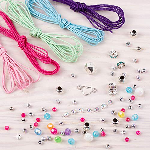 Make It Real Rainbow Bling Bracelets Kit|Create 5 Unique Cord Charm Bracelets|82 Pieces, Includes Play Tray, All-in-One, DIY Bracelet Kit, Tweens & Girls|Arts & Crafts|Kids Ages 8+|Made in India - Image 3