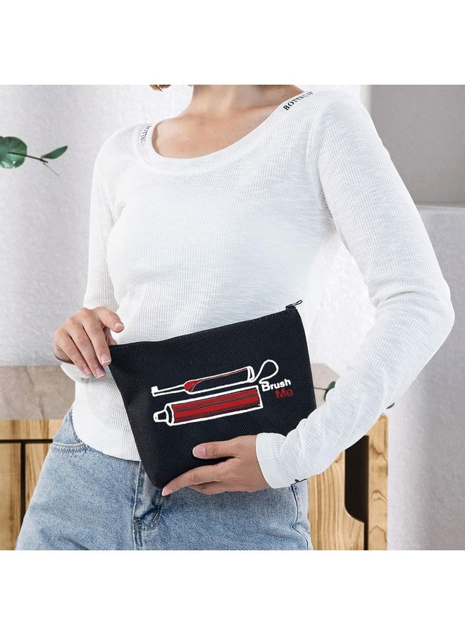 G2TUP G2TUP Novelty Travel Toothbrush Holder Brush Me Canvas Travel Dopp Kit Toothpaste Organizer Toiletries Bag (Brush Me Black Bag) - Image 5