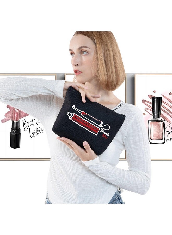 G2TUP G2TUP Novelty Travel Toothbrush Holder Brush Me Canvas Travel Dopp Kit Toothpaste Organizer Toiletries Bag (Brush Me Black Bag) - Image 3