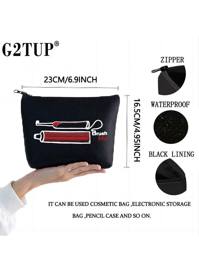 G2TUP G2TUP Novelty Travel Toothbrush Holder Brush Me Canvas Travel Dopp Kit Toothpaste Organizer Toiletries Bag (Brush Me Black Bag) - Image 2