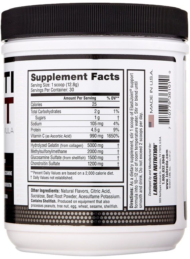 LABRADA Elastijoint - Joint Support Powder, All In One Drink Mix with Glucosamine Chondroitin, MSM and Collagen, Fruit Punch, 30 Servings  - Image 3