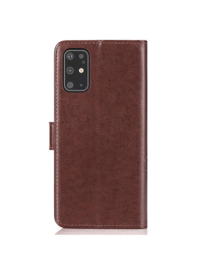 زبون جراب لهاتف Galaxy S20+، جراب جلدي لحماية الهاتف المحمول مزود بمشبك منقوش بأربع أوراق مع حبل وحبل وفتحة للبطاقات ومحفظة ووظيفة حامل - Image 4