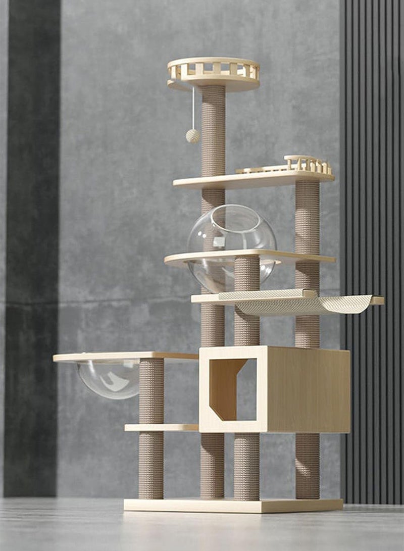 GT-Wheel Cat Condo Tower with Sisal Scratching Post MultiLevel Cat Tree Cat Play House and Rest Place for Indoor Cats and Pets - Image 1