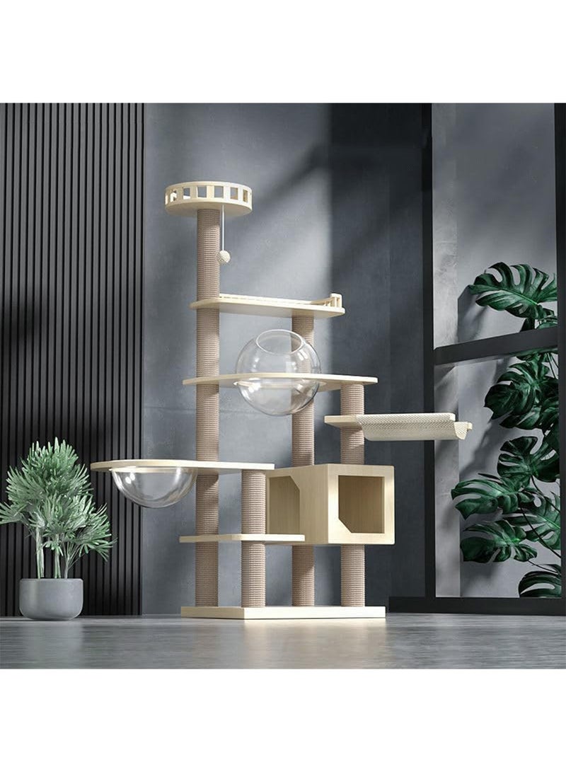GT-Wheel Cat Condo Tower with Sisal Scratching Post MultiLevel Cat Tree Cat Play House and Rest Place for Indoor Cats and Pets - Image 3